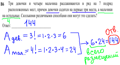 решение задания ЕГЭ по математике - задачи по комбинаторике.