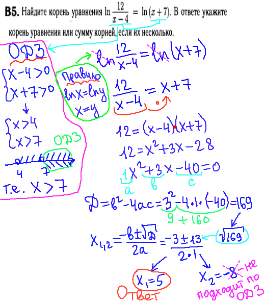 Математика егэ 2014 - решение задания В5 - уравнение