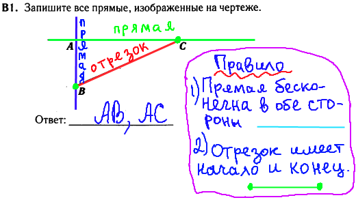 решение задания по математике 5 класс - записать прямые.